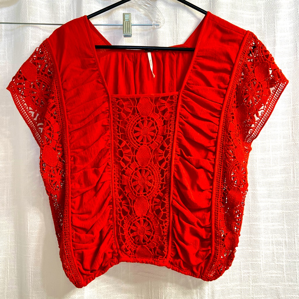 Free People Cropped Red Top Xs
